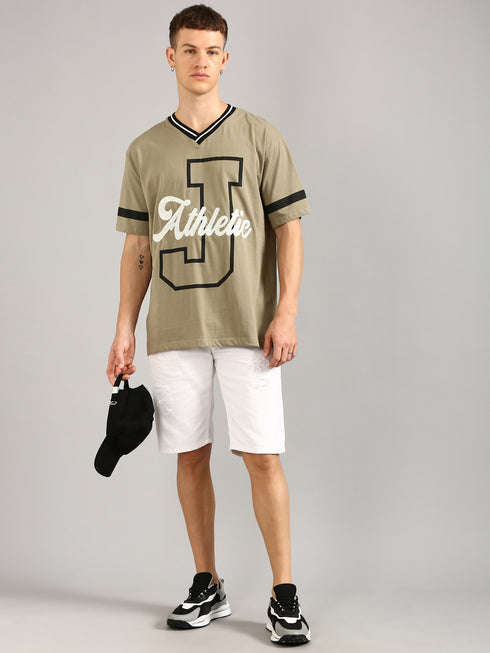 Olive Printed Oversized T-Shirt